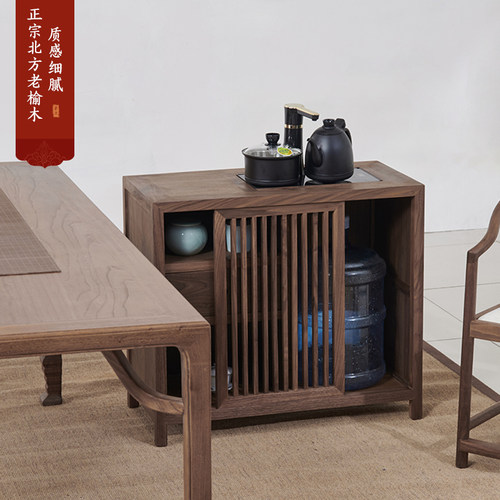 新中式茶水柜茶桌烧水柜茶桌边柜小型 可移动 小茶台边柜烧水实木