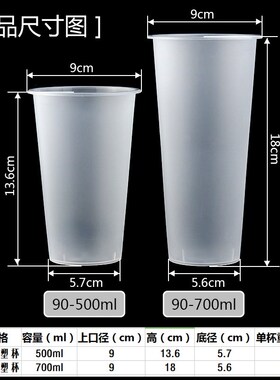 加厚网红文字磨砂注塑杯一次性90口径防漏防烫冷热饮外卖打包PP杯