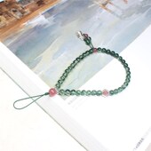 天然鸽子血草莓晶手机链短款 手腕挂绳绿幽灵挂链樱花玛瑙水晶挂件