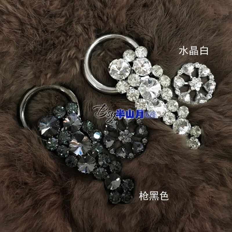 皮草搭扣高档貂皮水钻鸭嘴扣束兰皮草对扣大衣裘皮纽扣领口装饰