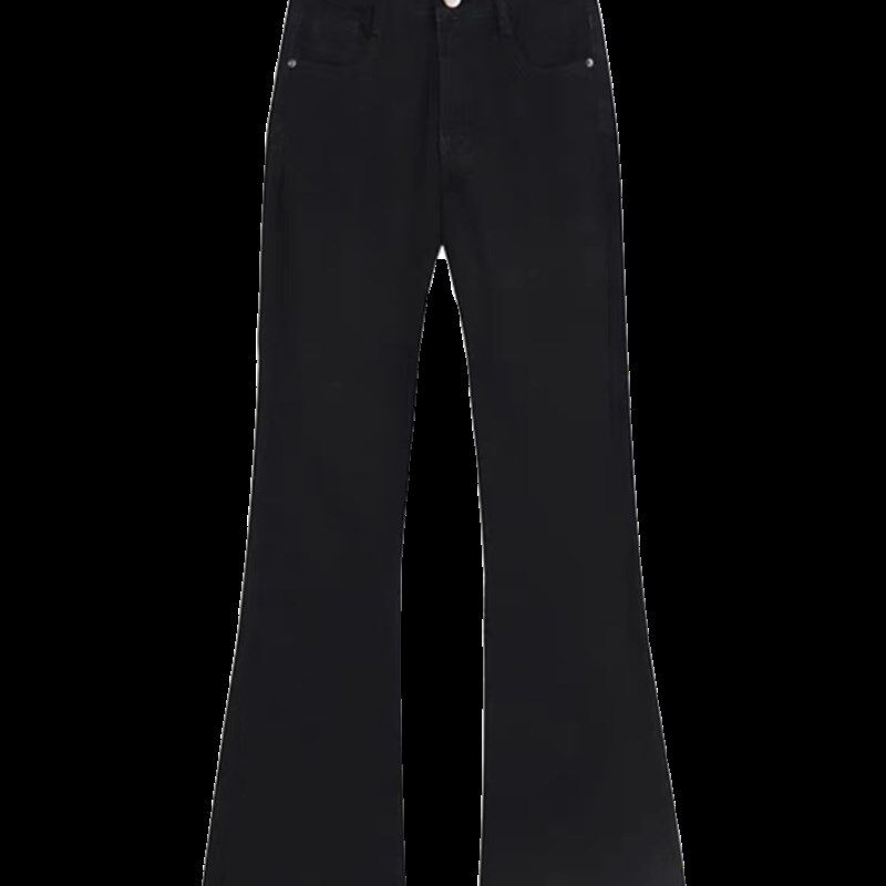 胖mm大码女装黑色弹力微喇加绒牛仔裤子胖妹妹秋冬加厚保暖阔腿裤