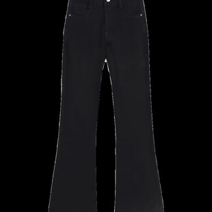 胖mm大码女装黑色弹力微喇加绒牛仔裤子胖妹妹秋冬加厚保暖阔腿裤