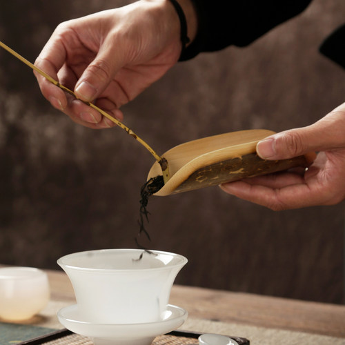 斑竹茶则玉竹制赏茶荷茶盒天然茶勺功夫茶具茶道三件套六君子配件