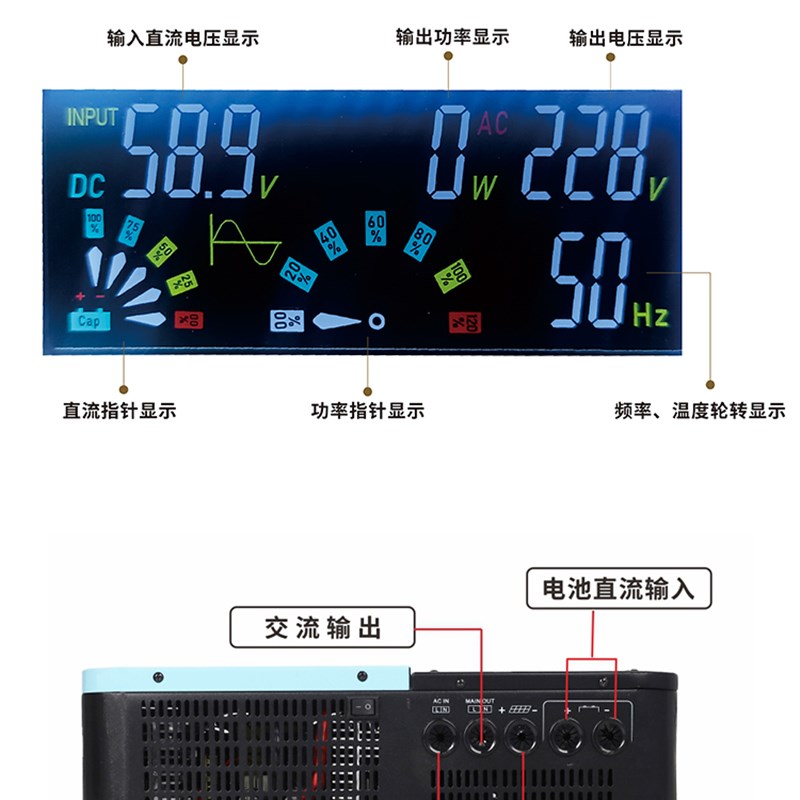 太阳能光伏发电控制器逆变一体机MPPT3KW5K12V24V48V72V96V转220V