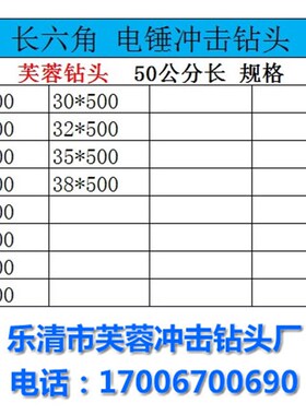 长六角38E电锤钻头 50公分加长穿墙冲击钻500mm芙蓉硬质合金12-38