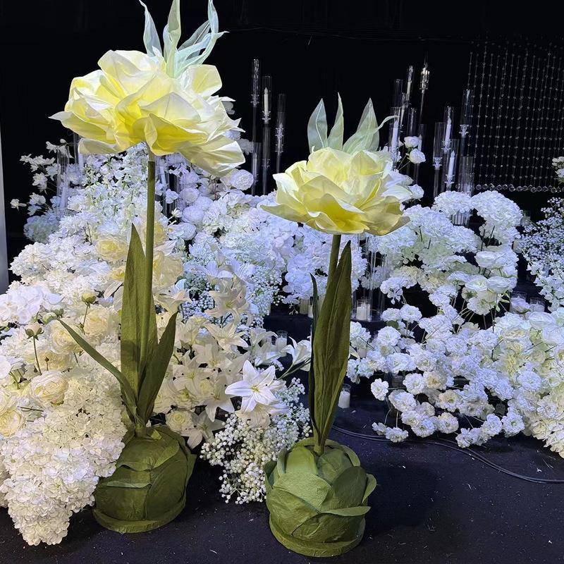 新款婚庆道具纸花萌芽仿真花婚礼舞台布置路引花橱窗摆件拍摄道具