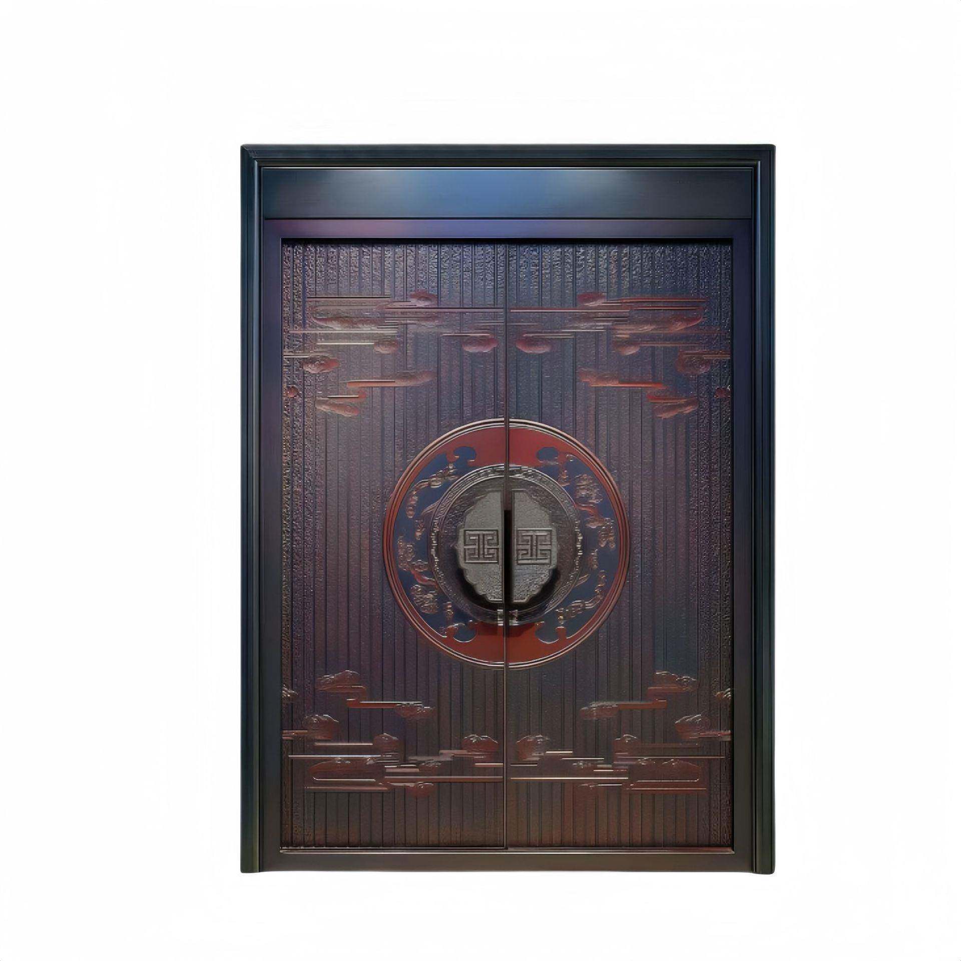 精雕铸铝门滑盖指纹锁自建房家用防盗门甲级入户门防火门别墅大门