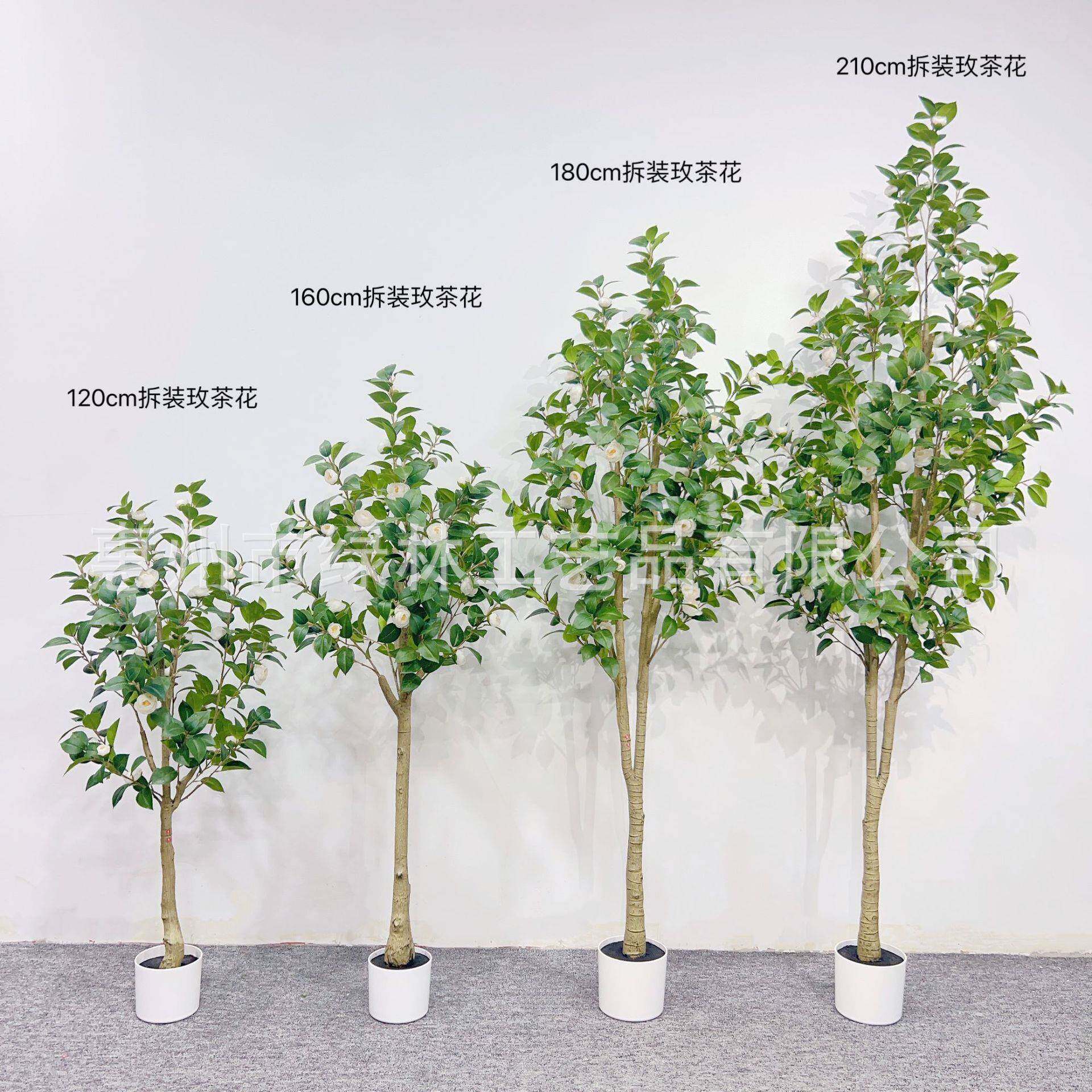 仿真绿植小茶花玫瑰花树盆栽家居橱窗软装造景摆件假花工厂应