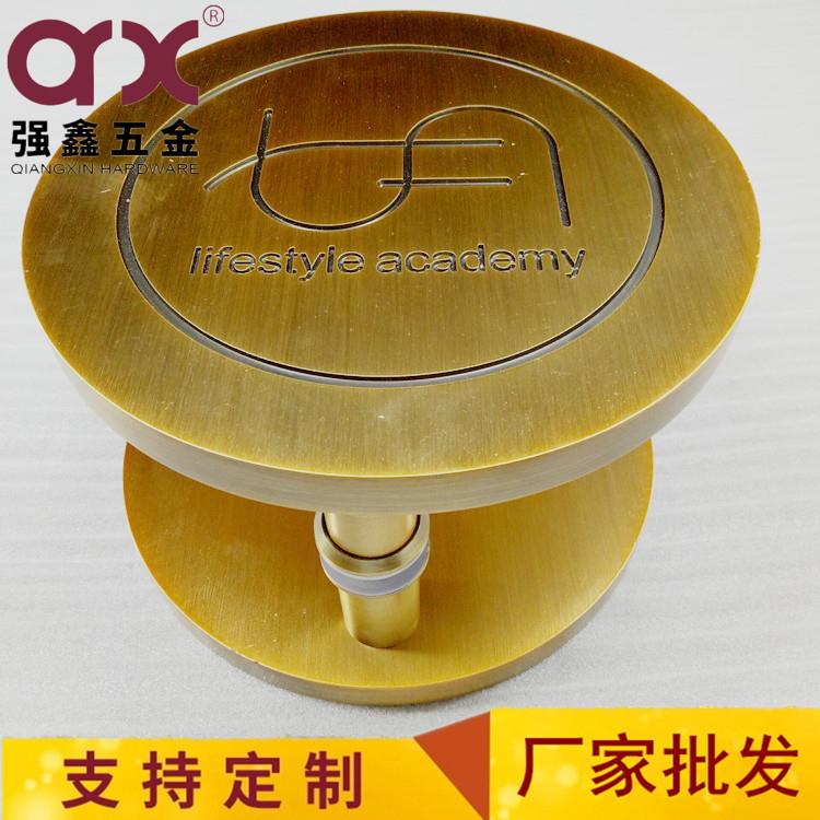 雕刻五金商标LOGO铸铝门拉手玻璃门圆形铝合金拉手入户门推拉把手