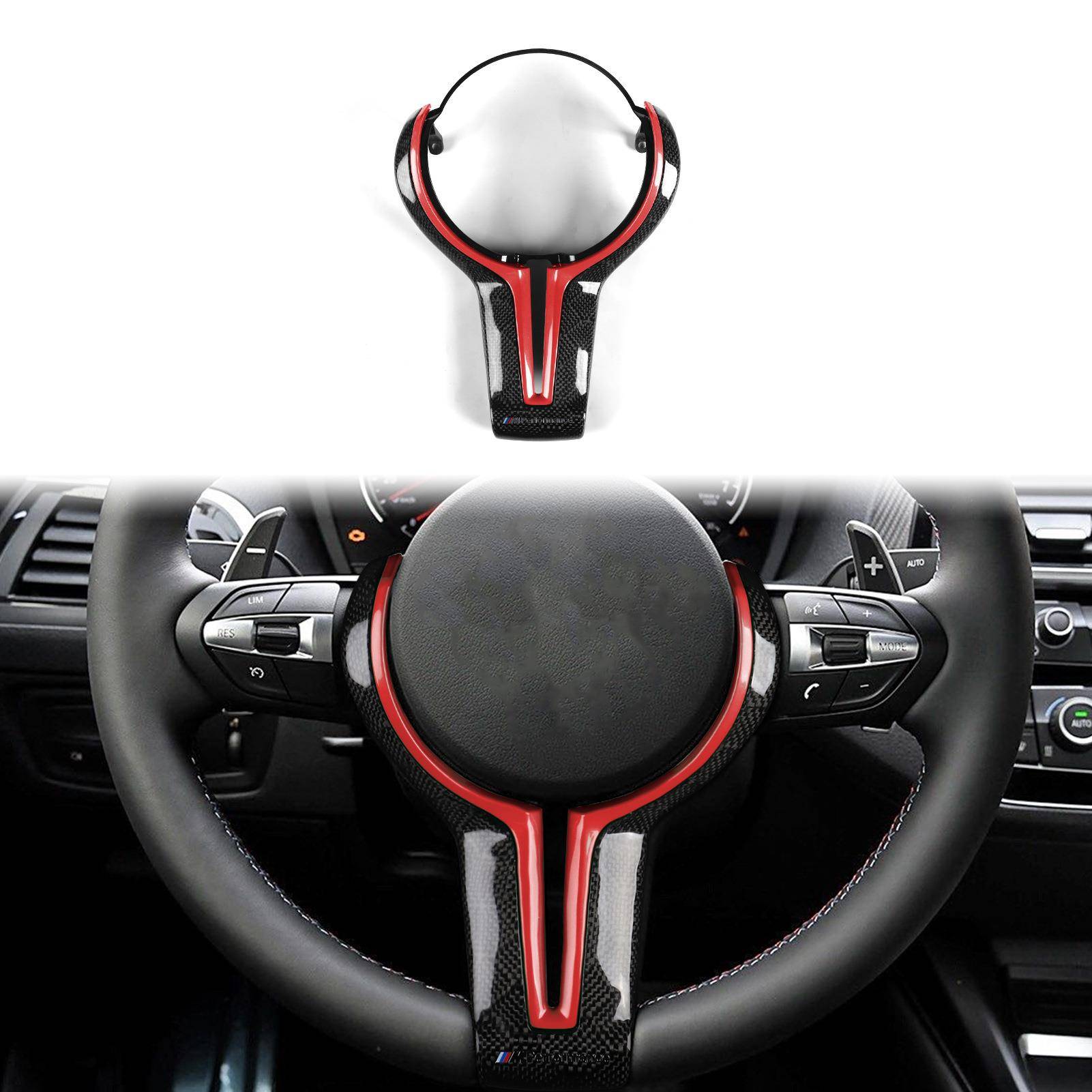 适用宝马M系M2F87F80F82F10碳纤维方向盘汽车内饰改装丁字替换件