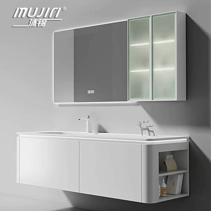 侧边收纳浴室柜一体盆橡胶木烤漆洗漱台洗手台组合卫生间镜柜