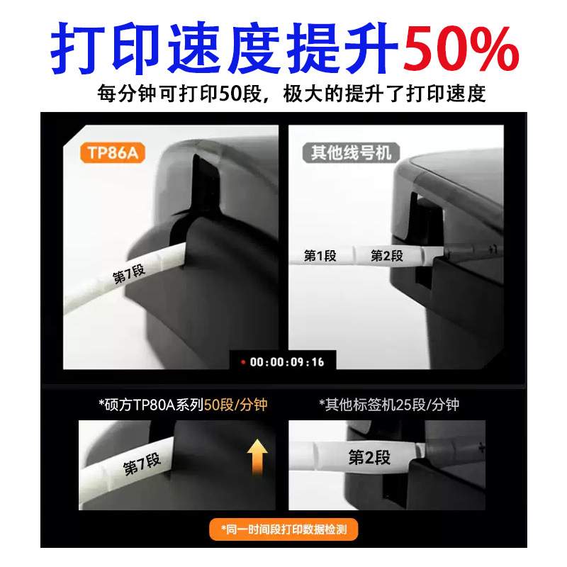 硕方线号机TP80A/86A线缆标签热缩套管打印机tp70 76号码管印字机