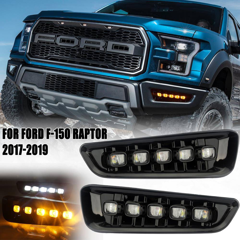 适用福特17/18/19年款猛禽F-150改装LED日间行车灯雾灯总成前杠灯