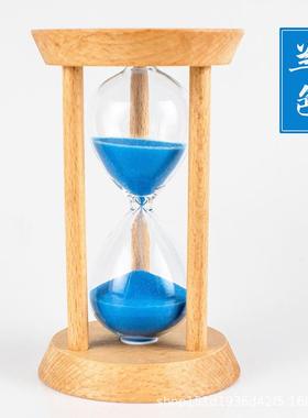 原木时间沙漏计时器5/1015/20/30分钟半小时计时流沙漏斗摆件