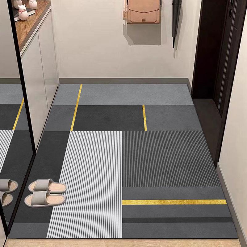 现代简约硅藻泥地垫入户门吸水防滑地垫玄关进门可裁剪耐脏脚垫