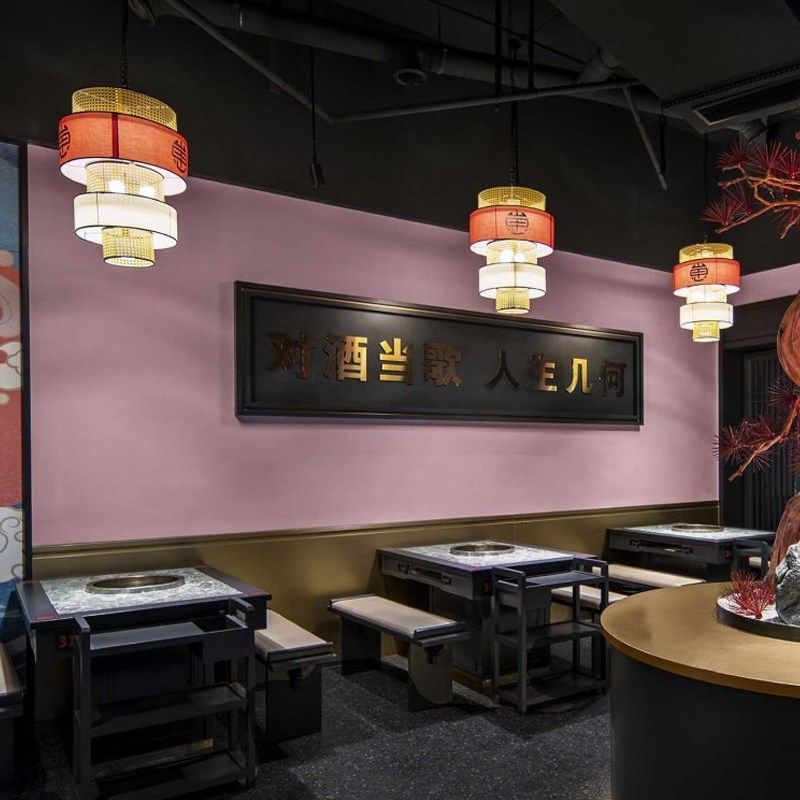 侘寂风新中式竹艺竹编藤艺复古饭店民宿餐饮专用包间箱橙色吊灯