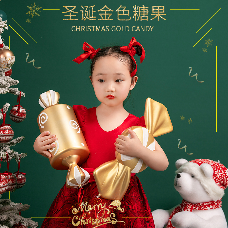 节庆装饰用品金色40CM彩绘糖果摆件婚庆摄影舞台场景布置装扮挂饰