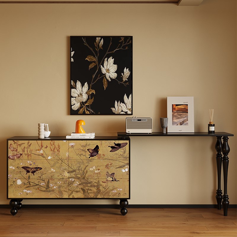 法式中古风实木六斗柜梳妆台客厅卧室床尾置物柜玄关装饰柜抽屉柜