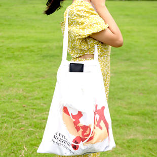 超大号文艺小清新手提单肩帆布袋大容量帆布包旅行学生可携式单肩