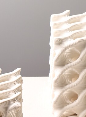 北欧摆件3D打印方形陶瓷工艺品售楼部样板间展示架装饰品摆设创意