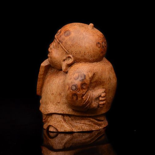 精选天然老竹根地主 竹根雕人物摆件 纯手工雕刻 文玩手把件 礼品