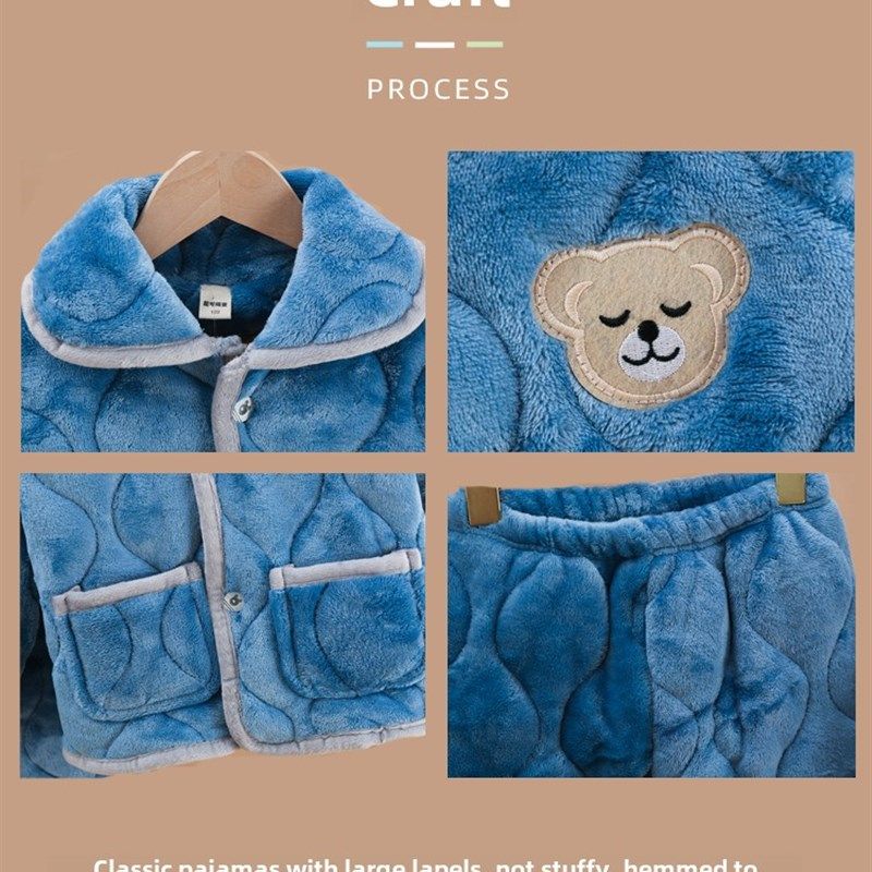 冬季儿童睡衣法兰绒三层加厚保暖男童女童中大童女宝宝夹棉家居服,童装/婴儿装/亲子装,家居服套装,淘宝优惠券,粉丝福利购,淘宝优惠卷