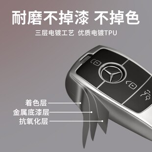 奔驰钥匙套a200l车e300l新款 c260l壳glc高级gla男c200l女glb扣gle