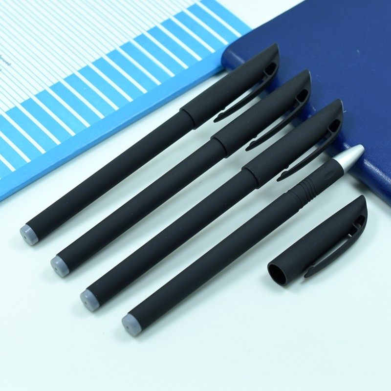 黑色磨砂笔壳 空笔杆 办公学生用通用中性笔芯替换笔管外壳笔皮