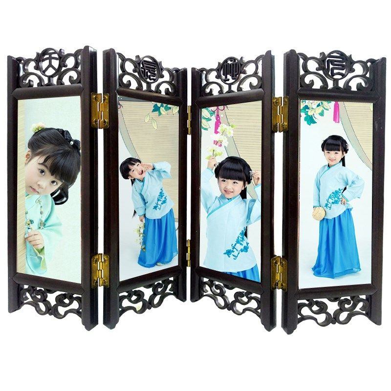 照片中式相框中国风摆台复古屏风桌摆古装仿古典结婚照个性定制10