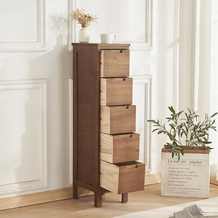 实木卧室收纳柜25CM小型超窄床头柜夹缝储物柜五斗柜客厅小窄柜子