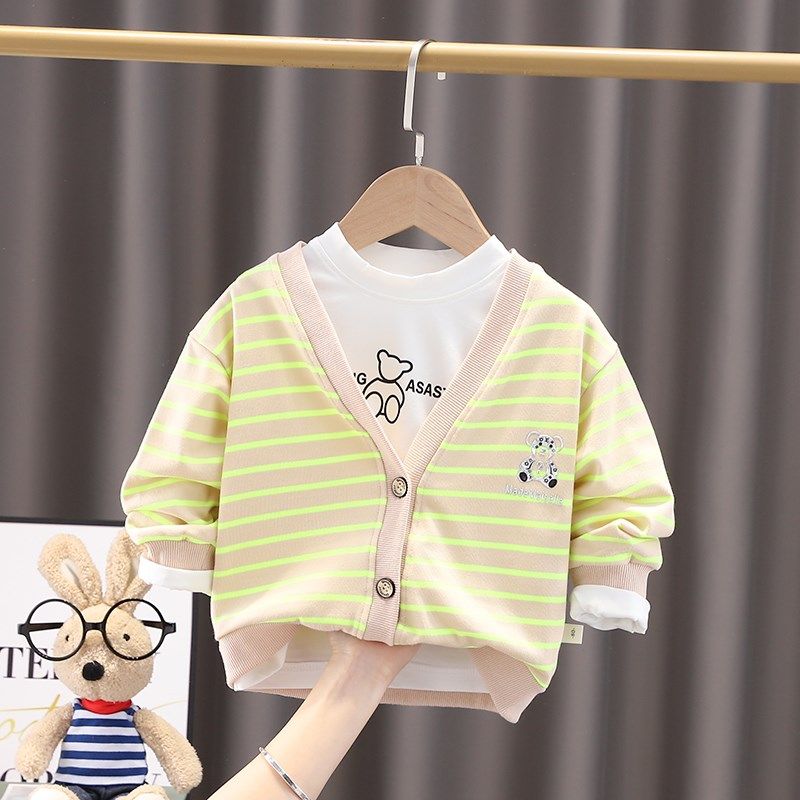 男童外套小童V领两件套宝宝春秋装条纹开衫婴儿薄款春季纯棉上衣,童装/婴儿装/亲子装,普通外套,淘宝优惠券,粉丝福利购,淘宝优惠卷