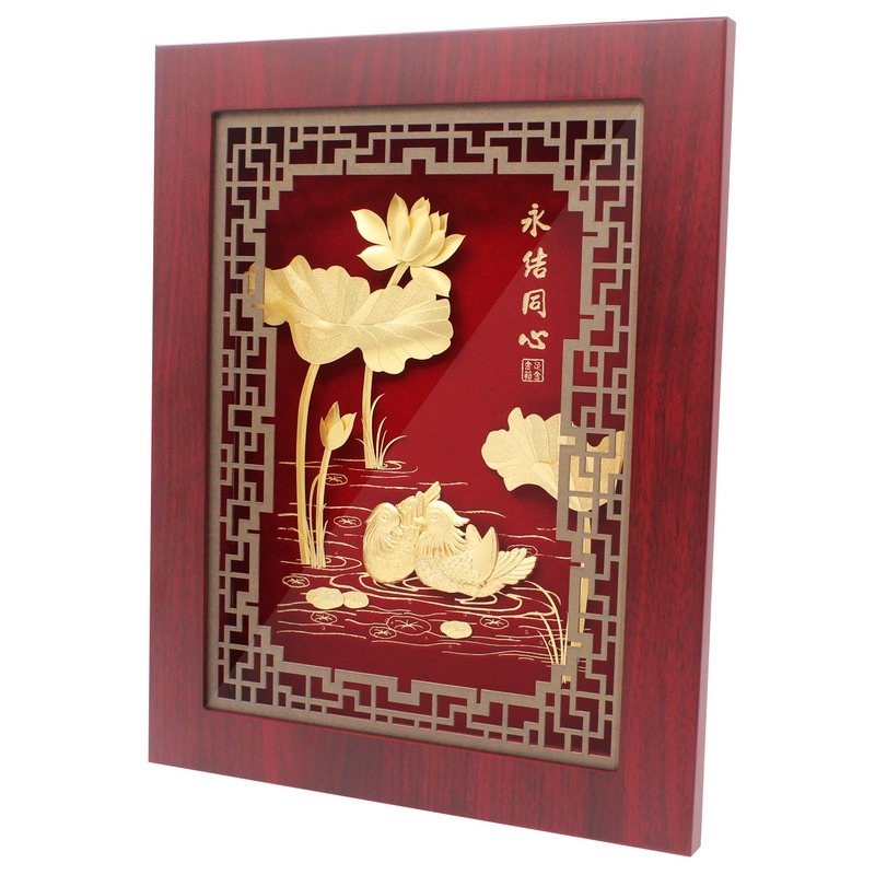 结婚礼物送闺蜜永结同心鸳鸯金箔画实用新婚浪漫婚房卧室个性摆件