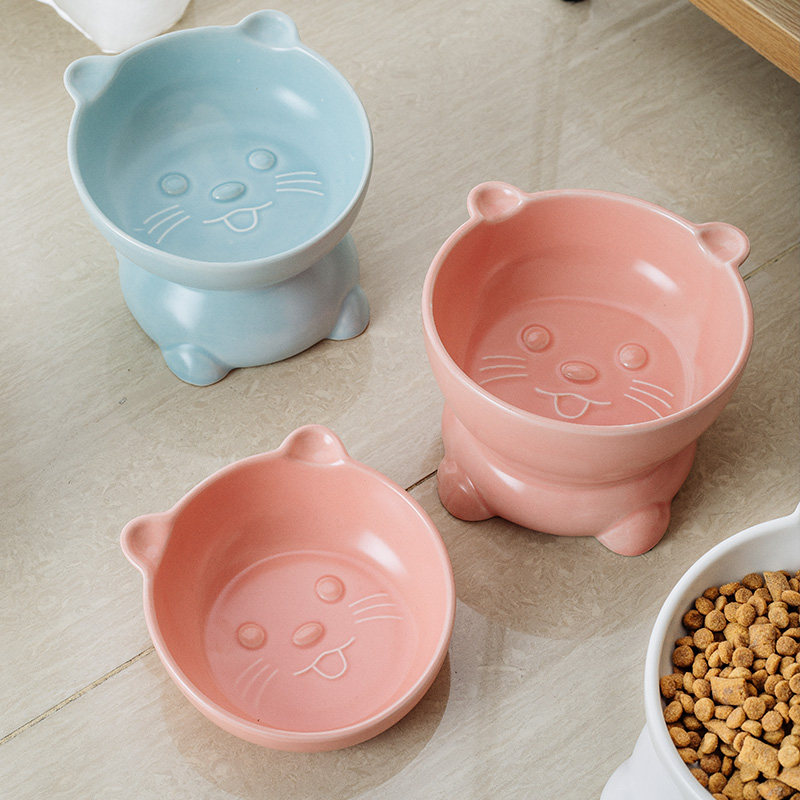 陶瓷宠物碗猫碗高脚碗护颈浅口防黑下巴水碗猫咪食碗套装可爱创意,宠物/宠物食品及用品,猫狗碗/慢食碗,淘宝优惠券,粉丝福利购,淘宝优惠卷