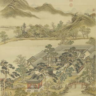 中吕清和图.清.沈源.绘 茶室挂画新中式国画仿古画微喷绢布宫廷画
