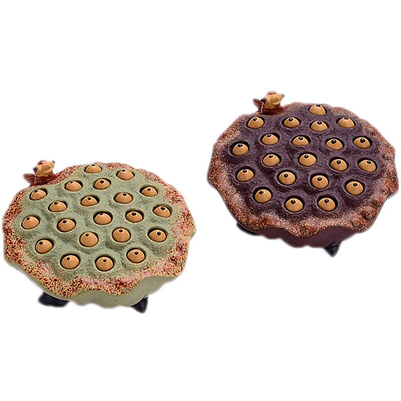 紫砂茶宠创意喷水茶宠金鱼纯手工精品摆件可养变色茶台茶具壶盖托