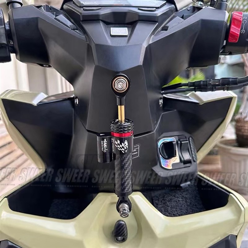 新款电动车踏板车车头改装加强钛尺方向阻尼器稳定器防摇摆减震器