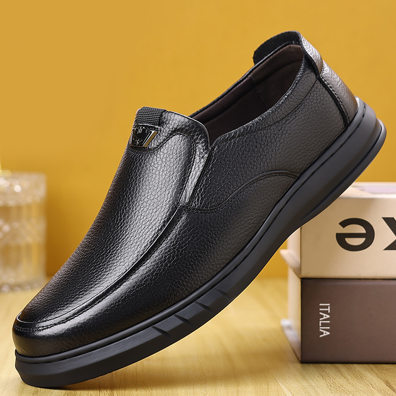 秋冬新款爸爸鞋头层牛皮舒适透气