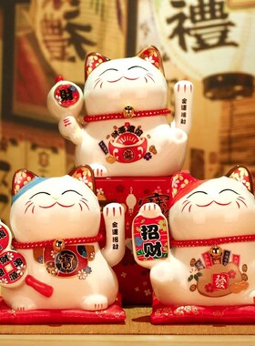 招财猫电动摇手小号店铺前台收银台桌面小摆件家居装饰发财猫礼物