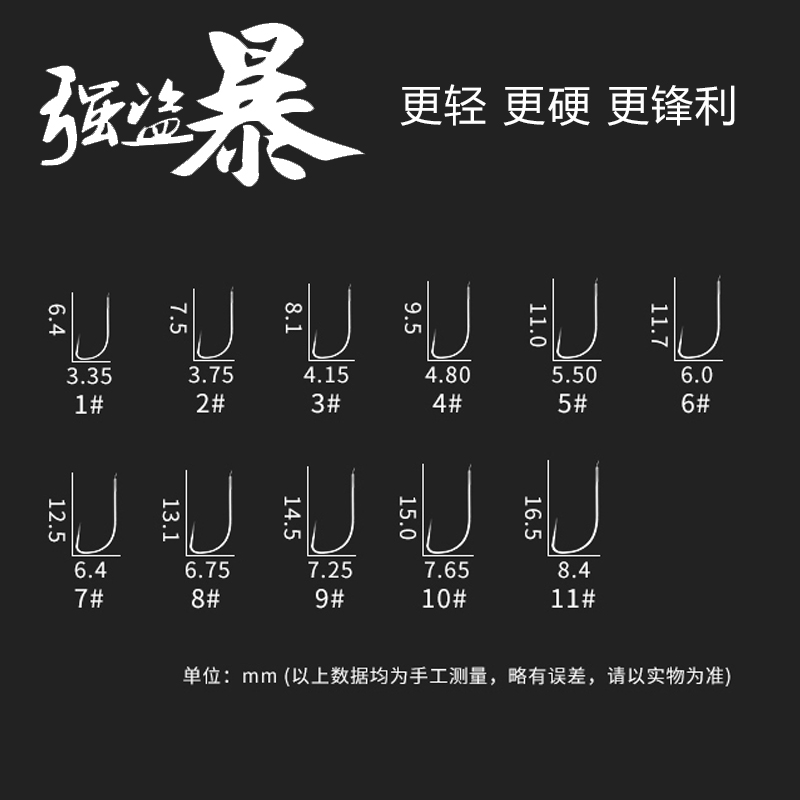 强盗爆白色细地袖无刺有刺细条极细袖钩鲫鱼罗飞鲤鱼超轻超硬鱼钩