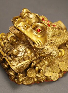 铜金蟾摆件财源广进蟾招财金蝉店铺开业礼品家居客厅装饰三脚蟾蜍