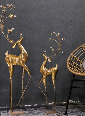 美式复古轻奢鹿网红落地装饰服装店铺橱窗客厅电视机旁玄关大摆件