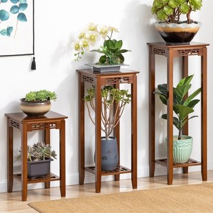 花架子置物架阳台客厅落地式花盆托架多肉实木植物摆放架铁艺网红