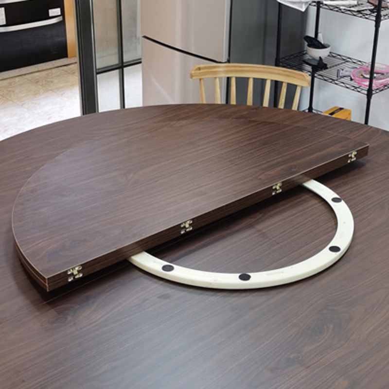 折叠圆餐桌木质板式桌面餐桌转盘1.2 1.5 1.8转盘塑料不锈钢轨道