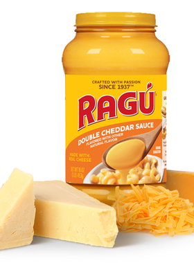 美国进口ragu乐鲜双重芝士酱调味酱切达面包意面炸鸡汉堡车达奶酪