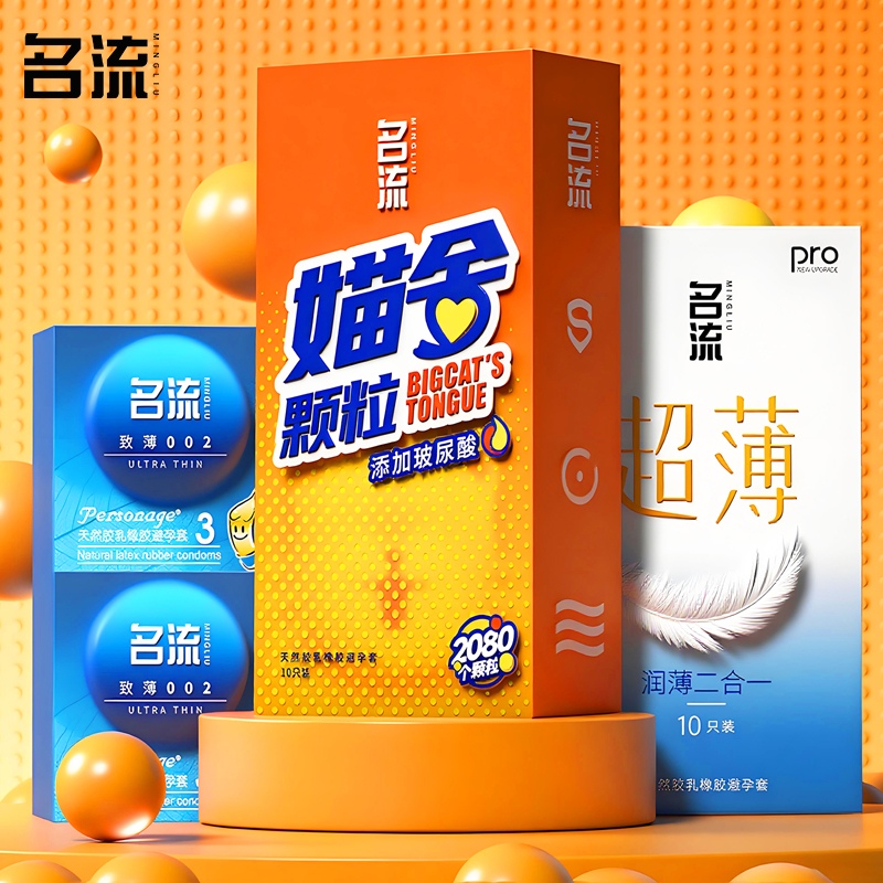 名流猫舌颗粒避孕套超薄001玻尿酸致薄002安全套003裸感狼牙套套