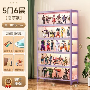 玻璃手办柜客厅陈列展示柜家用模型收藏储物柜钢制收纳架铁皮痛柜