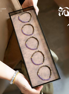 天然紫水晶沉香手链女款新中式