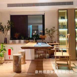 北欧实木悬浮餐桌饭桌客厅简约原木大板桌亚克力办公书桌电脑桌