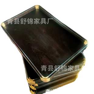 紫光檀盘茶盘实木托盘餐长方形托盘包铜茶盘文玩盘子 厂家直供新款