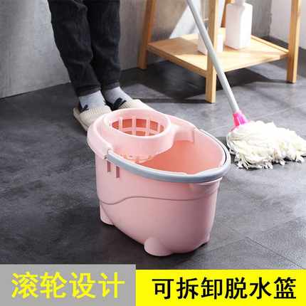 加厚旋转挤水桶家用墩布清洁桶手压拖把桶带滑轮大容量拖把拧干桶